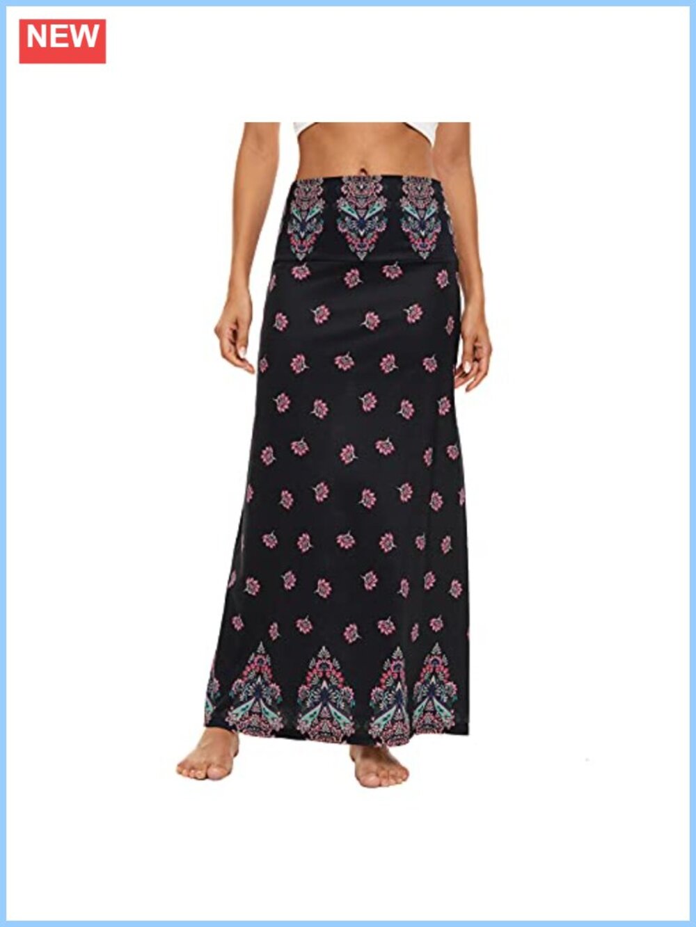 High Waist A-Line Maxi Skirt Ankle Length Flowy Long Skirt